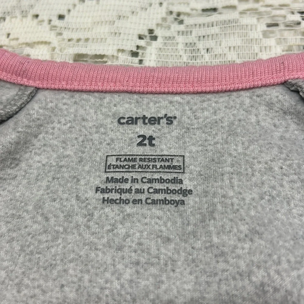 Carter’s | Puppy with Heart/3D Ears Fleece Onesie‎ Zipper Grays Pink Size…